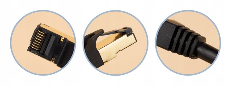 Reagle RE1000M – czarny kabel Ethernet Cat 8 RJ45 – ekranowany przewód LAN S/FTP odporny na zakłócenia