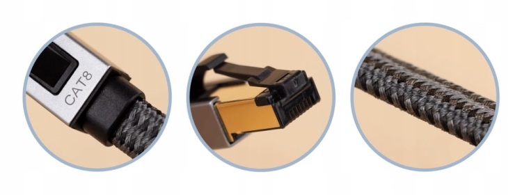 Reagle RE1500P – czarny kabel Ethernet Cat 8 RJ45 – ekranowany przewód LAN o wysokiej odporności na zakłócenia S/FTP