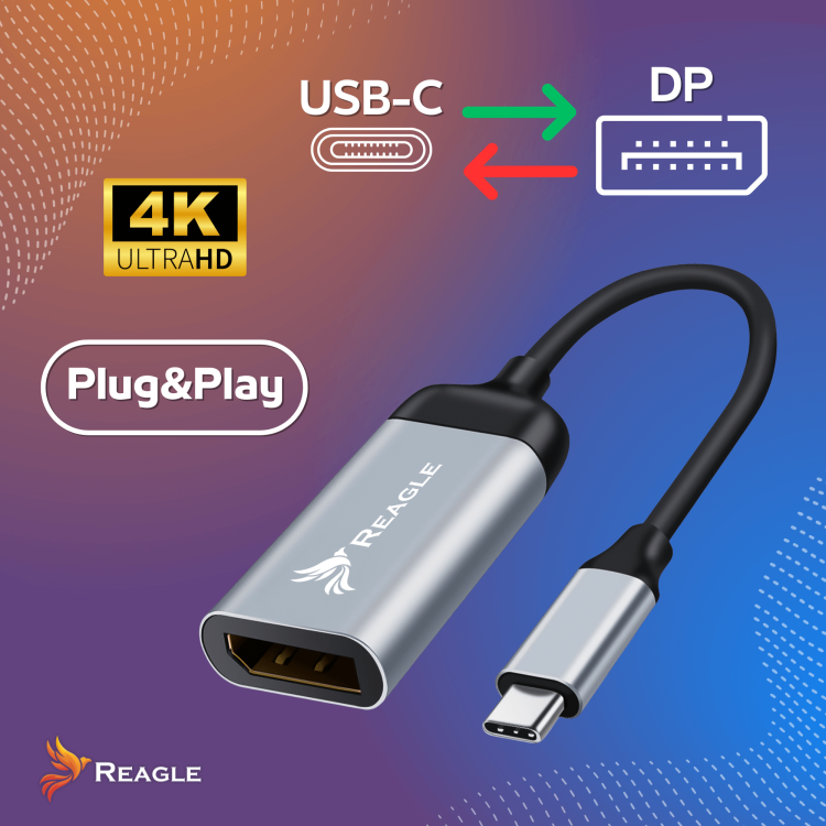 Aluminium-Adapter Reagle RYCD5 USB-C DisplayPort Plug &amp; Play 4K 60Hz
