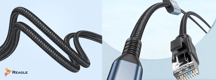 Reagle RUARJ200P – kabel LAN 2w1 USB-C USB-A do RJ45 – kompatybilny z laptopami, MacBookami i konsolami