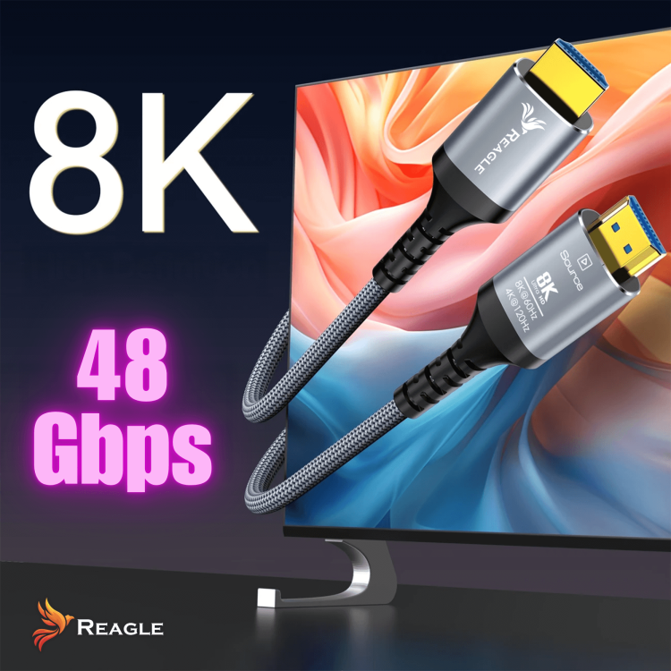 Reagle HDMI 2.1 Kabel 8K 4K 120Hz – kabel optyczny AOC o wysokiej przepustowości 48Gbps – do dużych ekranów i projektorów