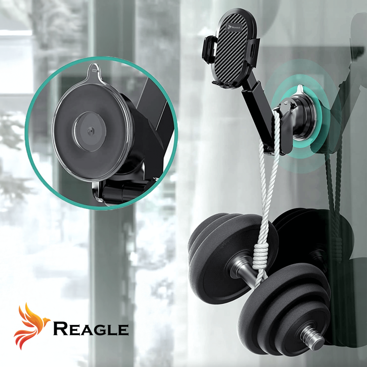 Reagle RCARHOLD1 – Detailaufnahme der Halterung mit verstellbarem Arm und starkem Saugnapf