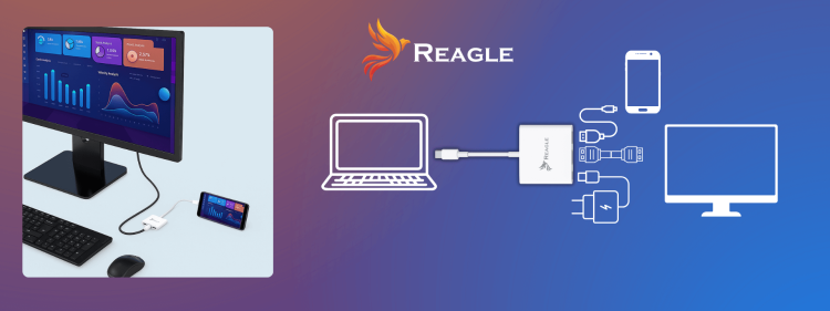 REAGLE USB-C to HDMI 4K Adapter – Screen Mirroring and Extended Desktop Mode