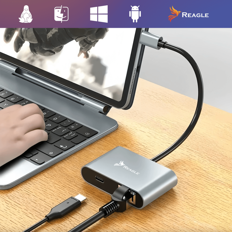 USB-C-auf-RJ45-Ethernet-Adapter 2.5G Reagle – Einsatz mit Desktop-PC