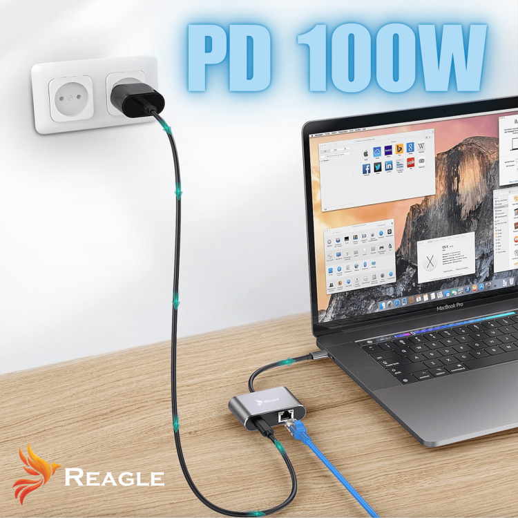 USB-C-Netzwerkkarte Reagle – Einsatz im Büro mit Laptop