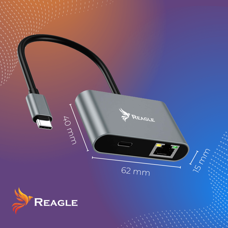 USB-C-Ethernet-Adapter RJ45 2.5G PD100W Reagle – Werbegrafik