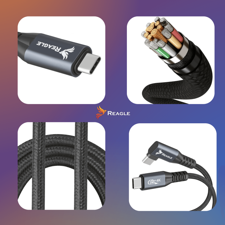 Nylonowy kabel USB-C Reagle – trwały przewód 2m z aluminiowymi końcówkami