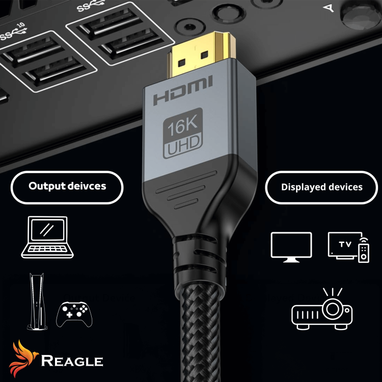 Reagle HDMI 2.2 Kabel – unterstützt VRR, ALLM, QFT, QMS – flüssiges 4K Gaming bei 480Hz ohne Verzögerungen