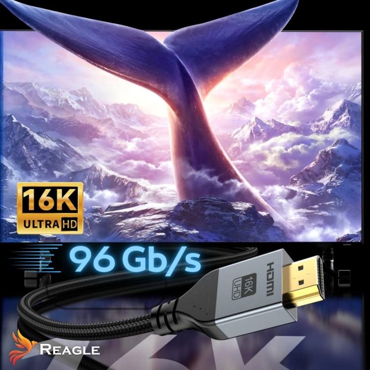 Reagle Ultra96 HDMI Kabel – HDR10+, Dolby Vision, 12-Bit Farbtiefe, klarer Ton mit Dolby Atmos und DTS:X