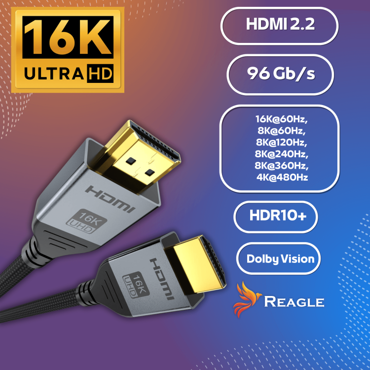 Reagle RH150P2 HDMI 2.2 Kabel – Zukunftssicheres 96 Gbit/s Kabel für Gaming, Heimkino und professionelle AV-Systeme