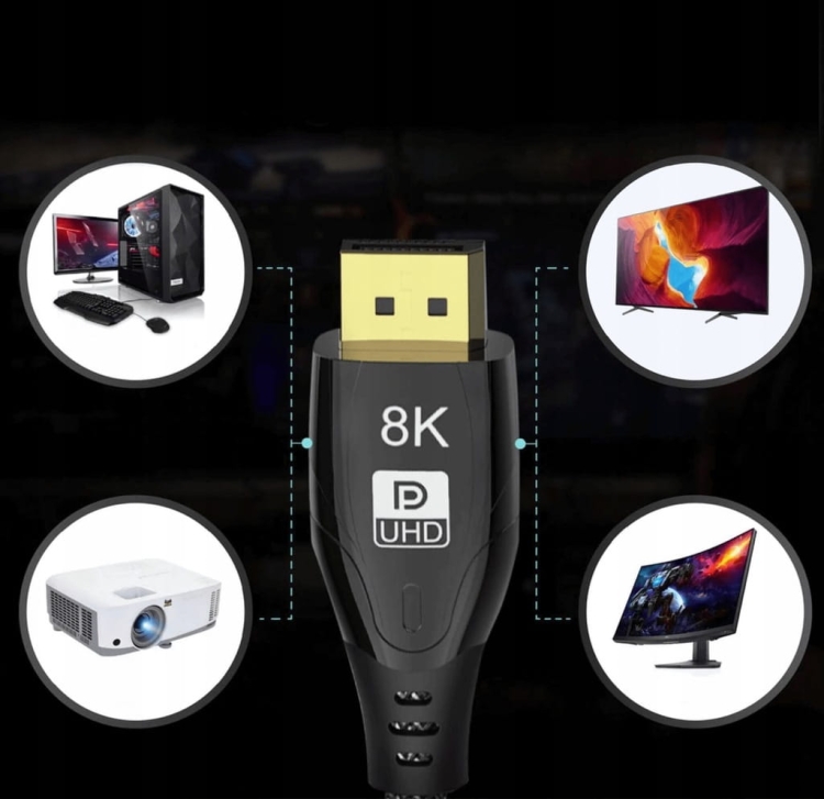 Reagle DisplayPort 1.4 – przewód do monitora lub karty graficznej 8K HDR 3m, idealny do pracy i rozrywki