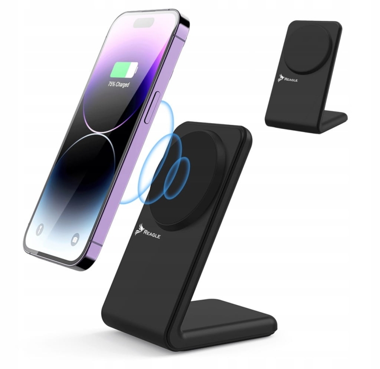 Reagle RCHARW2B ładowarka indukcyjna 2w1 MagSafe Qi 15W bezprzewodowa do iPhone i AirPods