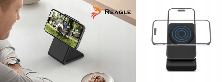 Reagle RCHARW2B ładowarka indukcyjna 2w1 Qi – ładowanie iPhone w pozycji pionowej lub poziomej
