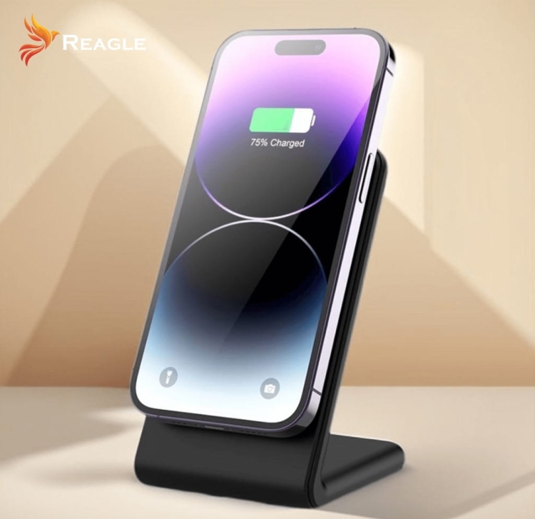 Reagle RCHARW2B ładowarka indukcyjna 2w1 MagSafe Qi 15W USB-C z antypoślizgową podstawą