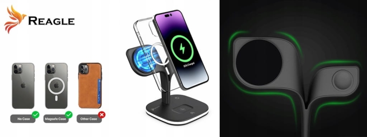 Reagle RCHARW4B ładowarka indukcyjna 5w1 MagSafe – ładowanie bez kabli i z oświetleniem LED