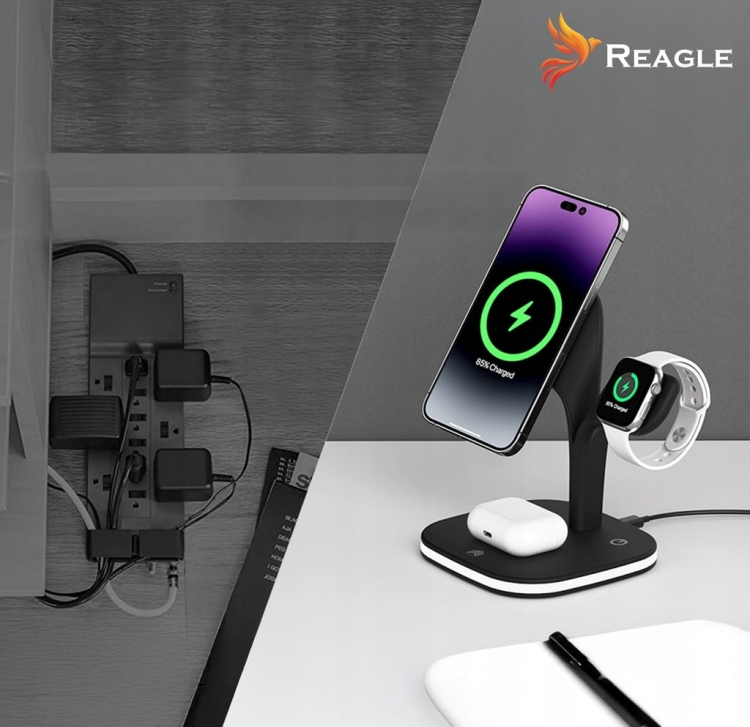 Reagle ładowarka indukcyjna 5w1 Qi MagSafe – szybkie ładowanie i funkcja lampki nocnej