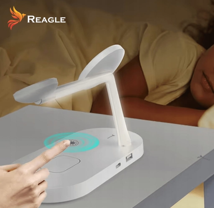 Ładowarka indukcyjna 5w1 z lampką nocną LED - włączanie przyciskiem