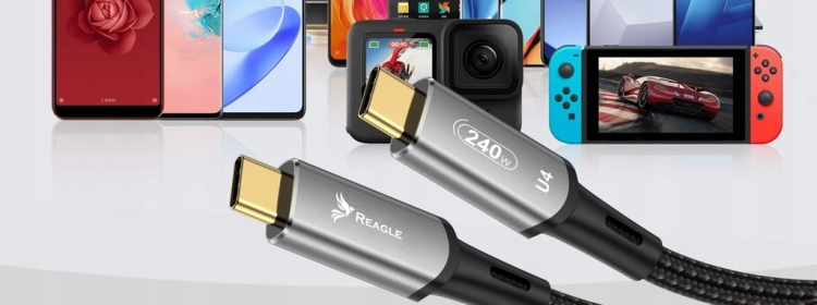 Kabel USB-C Reagle – nylonowy oplot, szybki transfer 40Gbps, 8K 60Hz