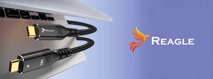 Infografika – kabel Reagle Thunderbolt 4 Pro 100W, parametry: 8K@60Hz, 40Gbps, PD 100W, MacBook, iPad Pro, monitory 8K