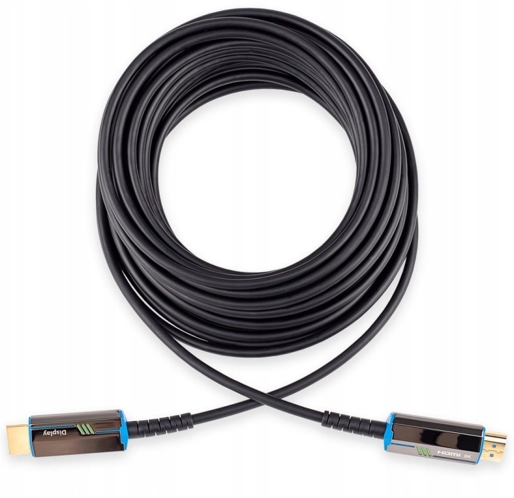 Reagle kabel HDMI 2.1 AOC 30m czarny – elastyczny przewód optyczny, zwinięty w krąg