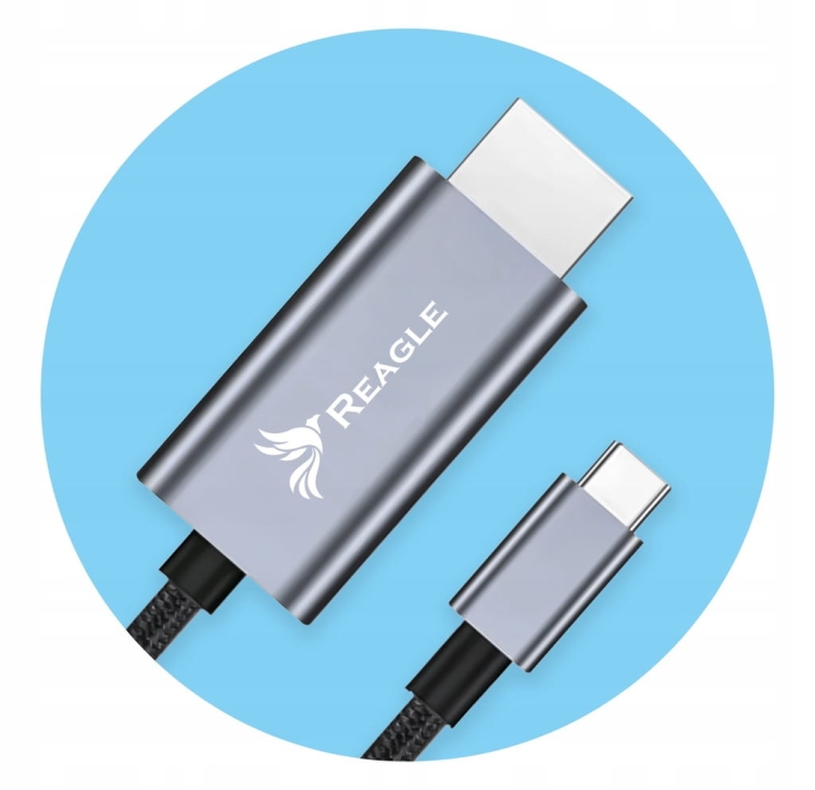 Wygląd przewodu Reagle RUCH200P2 USB-C do HDMI 8K@60Hz – solidne wykonanie z nylonowym oplotem