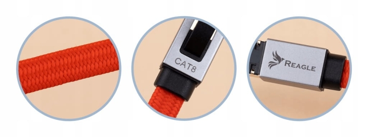 Reagle RE1000GP kabel internetowy Cat 8 RJ45 10m – szybki przewód LAN 40Gb/s
