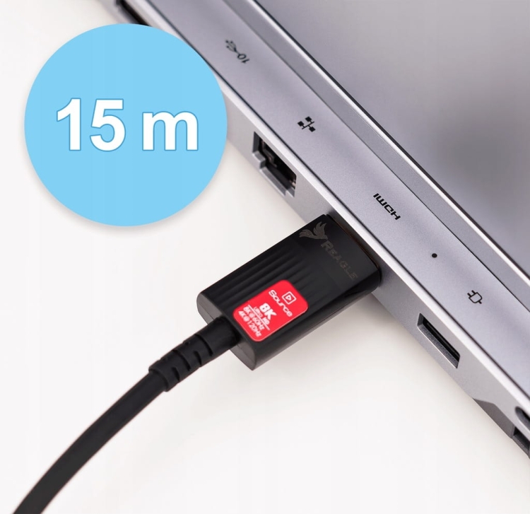 Kabel HDMI 2.1 optyczny Reagle RHO1500M 15m światłowodowy pozłacane złącza