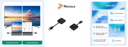 REAGLE BEZPRZEWODOWY TRANSMITER OBRAZU HDMI NADAJNIK ODBIORNIK FULL HD 60Hz 50M