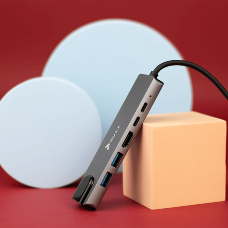 Reagle HUB USB-C 3.1 6w1 HDMI 4K PD 2xUSB C RJ45 LAN