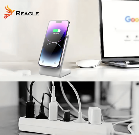 REAGLE ŁADOWARKA INDUKCYJNA BEZPRZEWODOWA 2W1 MAGSAFE QI 15W IPHONE 16, 15 AIRPODS