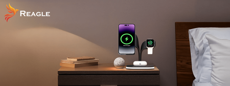 REAGLE ŁADOWARKA INDUKCYJNA 5W1 MAGSAFE QI 15W IPHONE, LAMPKA NOCNA SMARTWATCH