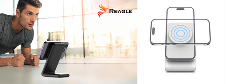REAGLE ŁADOWARKA INDUKCYJNA BEZPRZEWODOWA 2W1 MAGSAFE QI 15W IPHONE 16, 15 AIRPODS