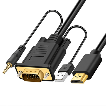 REAGLE Kabel VGA na HDMI 2M FULL HD D-SUB Przewód Adapter Dzwięk Audio Jack