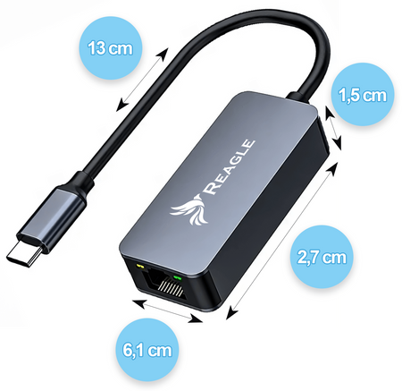 PRZEJŚCIÓWKA USB-C ETHERNET ADAPTER KARTA SIECIOWA LAN RJ45 2,5Gb/s 2.5G