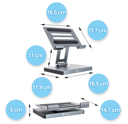 REAGLE ALUMINIOWY STOJAK PODSTAWKA IPAD TABLET + HUB HDMI 4K 60Hz PD USB-C