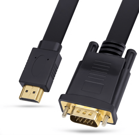 REAGLE Kabel VGA na HDMI 2M FULL HD D-SUB Płaski Przewód Adapter 1080p