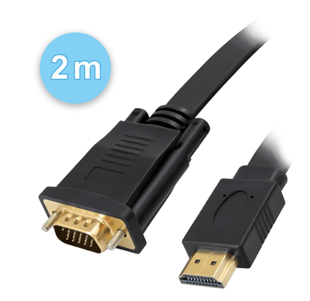 REAGLE Kabel VGA na HDMI 2M FULL HD D-SUB Płaski Przewód Adapter 1080p