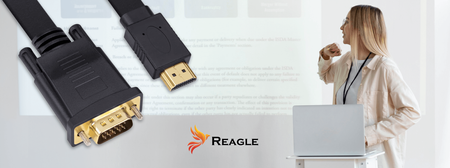 REAGLE Kabel VGA na HDMI 2M FULL HD D-SUB Płaski Przewód Adapter 1080p