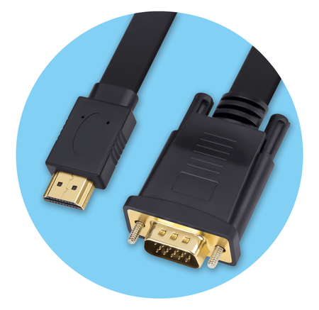 REAGLE Kabel VGA na HDMI 2M FULL HD D-SUB Płaski Przewód Adapter 1080p