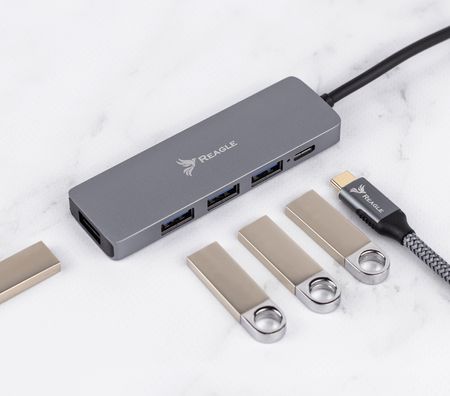 Reagle Adapter Hub USB-C do Macbook PD 100W 4 USB Aktywny