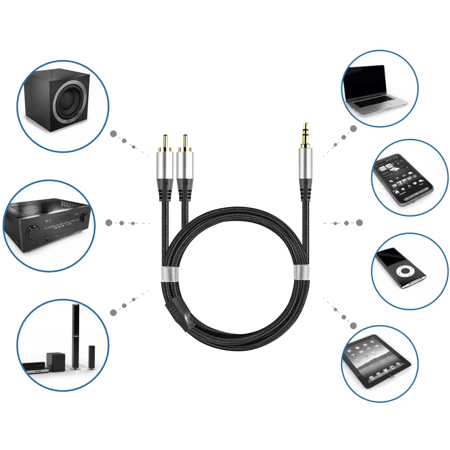 Reagle KABEL OFC AUX MINI JACK 3,5mm 2x RCA CINCH 2m