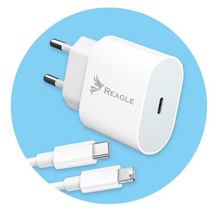 SZYBKA ŁADOWARKA DO IPHONE KOSTKA ZASILACZ 20W + KABEL 1M USB-C - IPHONE