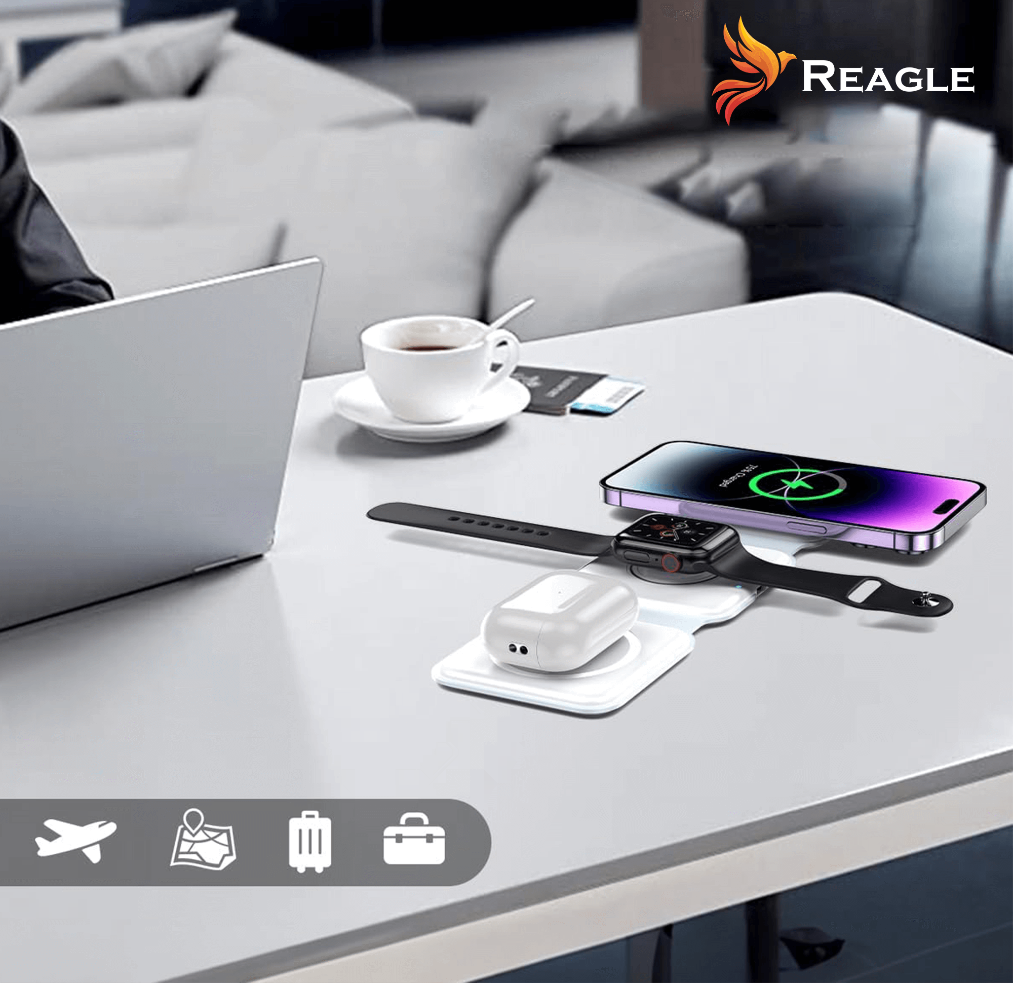 Reagle RCHARW1W — składana ładowarka indukcyjna 3w1